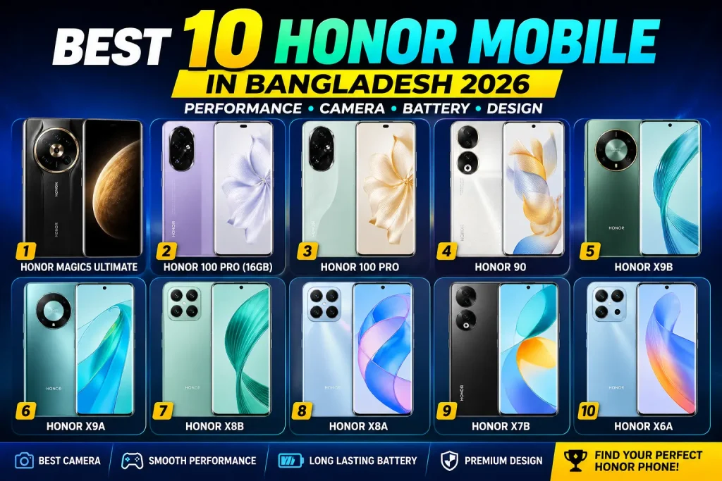 Best 10 Honor Mobile Phones in Bangladesh 2026 – Top Picks, Specs & Buying Guide