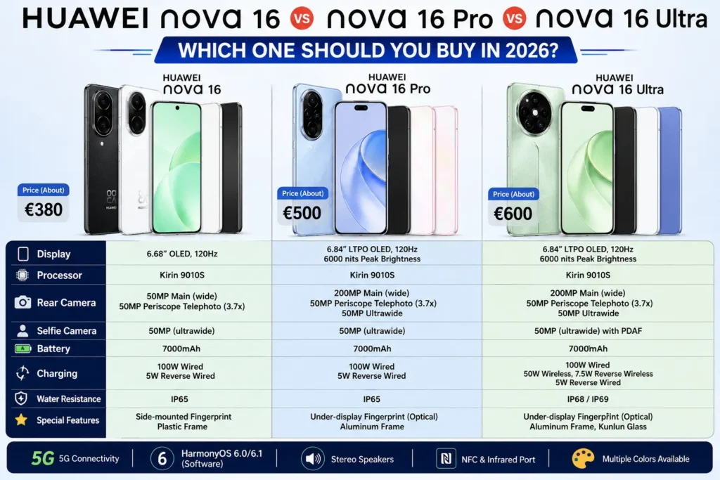 Huawei nova 16 vs nova 16 Pro vs nova 16 Ultra: Which One Should You Buy in 2026? Price in Bangladesh